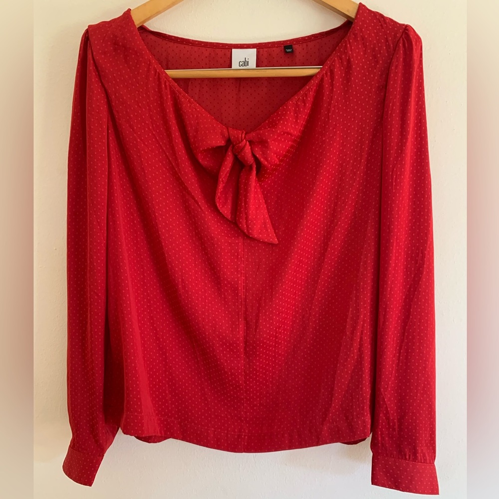 CAbi Long Sleeve Knot Blouse Red Size M